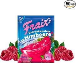 FRAIX gėrimų milteliai aviečių skonio, 50 vnt. (50 x 100 g), greito paruošimo vaisių milteliai su aviečių skoniu, vaisių milteliai, puikiai tinkantys keliaujant