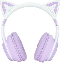 Gaming Headphones with Microphone, Bluetooth Cat Ear Headphones, Wireless Headphones with 3.5 mm Aux Cable, 7 Colours LED Lights and 4 LED Light Modes (Purple)