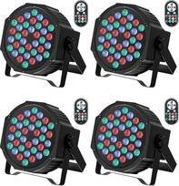 GdjRttk 4vnt RGB LED Par prožektorius, 72W scenos šviesos su nuotolinio valdymo pultu ir DMX 7CH, 36 LED Par žibintai su 7 apšvietimo režimais, skirti diskotekų vakarėliams Baras Helovinas Kalėdos