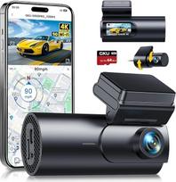 GKU 4K Dash Cam automobilio priekinė galinė kamera, 5G WiFi ir GPS, dviguba prietaisų skydelio kamera, 1,5 colio IPS mini automobilinė kamera su 64GB SD kortele, parkavimo stebėjimas, ypač geras naktinis matymas, WDR, 170° platus kampas, G jutiklis, prog