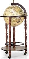 GOPLUS "Globe Bar Cart", "Globe Bar", "Mini Bar Globe", vyno stovas, namų baras, butelių stovas, dekoratyvinis baras, kokteilių baras su ratukais, 88 x 45 cm, pasirinktos spalvos (smėlio spalvos)