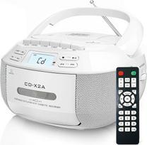 Greadio Boombox CD grotuvas Nešiojamasis kasečių grotuvas su "Bluetooth", FM radijas su nuotolinio valdymo pultu, AUX/USB atkūrimas, kasetinis magnetofonas, maitinamas kintamosios srovės kabeliu/akumuliatoriumi, LCD ekranas vaikams, namams