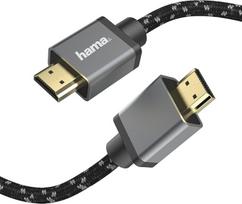 Hama Premium HDMI Cable 5 m Ultra High Speed (Excellent Monitor Cable 4K / 8K, 48Gbit/s, UHD Screen Cable eARC, Ethernet, HDR, Aramid Fibre Cable Sheath, HDMI 2.1 Cable 120 Hz/60 Hz) 5 m