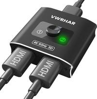 HDMI skirstytuvas HDMI jungiklis, 4K @ 60Hz, aliuminio dvikryptis HDMI jungiklis 2 in 1 Out arba 1 in 2 Out HDMI jungiklis HDMI skirstytuvas palaiko HDCP 2.2 4K 3D HDR Fire TV Stick UHD TV PS5 Xbox DVD