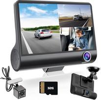 Hikity Dash Cam - Upgrade 3 Cameras for Car Dash Cams, Front, Rear, in Car Loop Recording Driving G-Sensor Dash Cam + 32GB TF Card