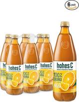 hohes C Mild Orange (6 x 1 l), 100 % sultys, apelsinų sultys, vitaminas C, be pridėtinio cukraus pagal įstatymą, mažiau rūgšties, veganiškas, su perdirbtu PET