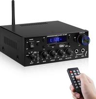 Home Audio Amplifier, KS-33BT 2 Channel Bluetooth5.0 HiFi Amplifier, RMS 60W X 2 Max 400W X 2 Stereo Amplifier Receiver W/Echo, USB/SD/AUX/BT.C/FM Microphone for Home Theater, Car, Party, Karaoke