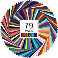 Huaxing 79 lapų vinilinės plėvelės ploteris - (38 spalvos ir 3 lapai perkėlimo plėvelės vinilo) 30,5 x 30,5 cm ploterio plėvelė lipnus vinilas "pasidaryk pats" dovanoms, gimtadienio šventei