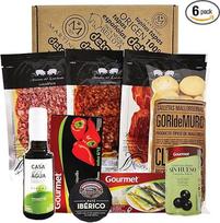 Ispaniškos dovanos, Serrano kumpis, Pata Negra Chorizo, Pata Negra Salami, Sardinės, Alyvuogės, Dovanų rinkinys