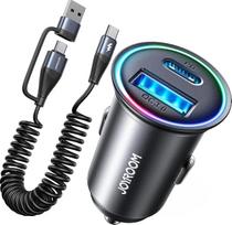 JOYROOM PD&QC 3.0 Cigarečių žiebtuvėlio USB C adapteris 60 W mini metalinis automobilinis įkroviklis su 1,5 m USB/C į C įkrovimo kabeliu Automobilinė USB LED lemputė iPhone 15 14 13 12 Pro Max, Samsung, iPad