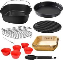 Karšto oro keptuvės priedai, 11 dalių rinkinys, BPA-Free kvadratinių oro keptuvių priedai, XXL, suderinami su "Philips Airfryer XXL" 7.2L, 8.3L, COSORI 5.5L, "Tefal" 6.5L, "Cecotec" 6L oro keptuve