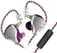 Kinboofi KZ ZS10 Pro Earbuds, KZ In-Ear Monitor, IEM HiFi Headphones with 5 Drivers, 4BA 1DD with Detachable 0.75mm 2-Pin Cable for Singers, Musicians, Drummers (Purple with Microphone)