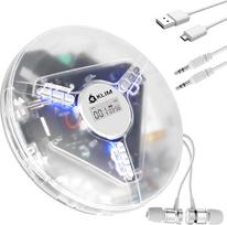 KLIM Discman with Headphones - Portable CD Player with Headphones - with Built-in Battery - Compact Mini Portable CD Player, Compatible with CD-R, CD-RW and MP3. Discman CD Player - Clear