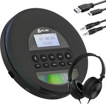 KLIM Nomad CD Player Bluetooth - Portable CD Player Discman with Long Lasting Battery - Includes Headphones - CD-R, CD-RW, MP3 - With TF Reader, Radio FM - Ideal for Cars - Portable CD Player Diskman