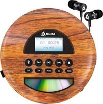 KLIM Nomad Wood - Portable CD Player Discman - Durable Battery - Includes KLIM Fusion Headphones - Compatible with CD-R, CD-RW, MP3 - TF Reader, Radio FM, Bluetooth - Ideal for Cars