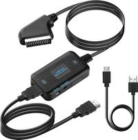 KUYiA Scart- HDMI keitiklis su HDMI ir Scart kabeliu, 720P/1080P, jungiklis, vaizdo garso adapteris, SCART- HDMI išvesties adapteris HDTV monitoriui, VHSPS3, DVD grotuvui