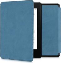 kwmobile Case Compatible with Amazon Kindle Paperwhite (11th Gen - 2021) - Faux Leather eReader Protective Cover Case - Petrol Blue