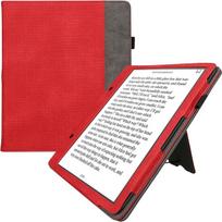 kwmobile Case Compatible with Amazon Kindle Scribe Case - Flip Case with Hand Strap - Faux Leather Cover - Red Dark Grey