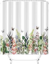 M&W DAS DESIGN Dušo užuolaida "Spalvingas sodas Žalieji augalai Flora" Tekstilinė užuolaida "Gėlės drugeliai" Atspari pelėsiams Atspari spalvoms Įskaitant 8 C žiedus Svoris apačioje 120 x 180 cm (plotis x aukštis) cm