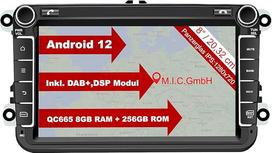 M.I.C. AV8V6-lite Android 10 automobilinis radijas su navigacija, skirtas VW Golf, T5 Touran, Passat, RNS RCD, Skoda, Seat: DAB Plus Bluetooth 5.0, WiFi 2DIN 8 colių IPS grūdinto stiklo ekranas, 4G + 64G USB automobilių priedai, Europos žemėlapis