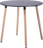 MDF apvalus valgomojo stalas, 4 buko kojos, 80 x 80 x 72 cm, juodas