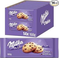 Milka Choco Sausainiai (sausainiai), 14 x 168 g, Milka sausainiai su Alpių pieno šokolado drožlėmis, skanūs užkandžiai su šokoladu
