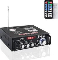 Mini Amplifier Hi-Fi Stereo, 300 W + 300 W Stereo Audio, Wireless Power Amplifier, Bluetooth 5.0 MP3 SD USB FM, Digital Signal Amplifier Receiver for Home Speakers