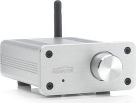 Mini Verstärker Bluetooth - Marmitek BoomBoom 460 - aptX - 2x 20W RMS - AUX Eingang - passive Lautsprecherverbindung - Lautstärkeregelung - Metallgehäuse - schließe Ihre alte Lautsprecher an - Silber
