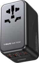 MOMAX 100 W GaN kelioninis adapteris Worldwide USB C, kelioninis kištukas Worldwide Quick Charge for Vision Pro su 2USB C 2USB A, tarptautinis adapteris JAV, JK, Japonija, ES, Australija, Kanada