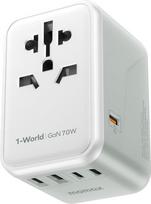 MOMAX kelioninis adapteris pasauliniu mastu 65W GaN greitasis įkrovimas, universalus "Vision Pro" kelioninis kištukas su 2USBA, 3USB C, 1AC, tarptautinis kištukinis lizdas, 6 įrenginių įkrovimas vienu metu JAV UK AUS EU