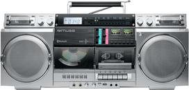 MUSE M-380GBS Retro kasetinis Boombox su CD grotuvu, AUX ir "Bluetooth", suderinamas su išmaniuoju telefonu, kasetinis magnetofonas, šaunus senovinis dizainas