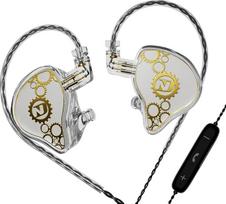 ND Venus In-Ear Monitor Earphones 10mm Dual Magnetic Dynamic Driver IEM Headphones HiFi Gaming Earbuds 2 Pin Detachable Cable (with Microphone Crystal 3.5mm Plug)