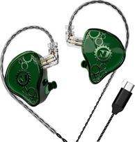 ND Venus In-Ear Monitor Headphones 10mm Double Magnetic Dynamic Driver IEM Headphones HiFi Wired Gaming Earbuds 2 Pin Detachable Cable (No Microphone, Green)
