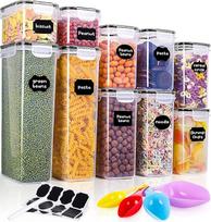 NEFLSI Sandėliavimo indeliai 10 grūdų laikymo talpyklų rinkinys (2 x 0,8 l + 2 x 1,4 l + 2 x 1,6 l + 2 x 2 l + 2 x 2,8 l) Plastikiniai sandėliavimo indeliai Sandarūs sandėliavimo indeliai su dangteliais ir etiketėmis Matavimo šaukštas