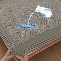 Neperšlampamas čiužinio užvalkalas 180 x 200 cm, 3D raštas, itin gerai sugeriantis, kvėpuojantis čiužinio užvalkalas, neperšlampama čiužinio apsauga, apsauga nuo drėgmės, prigludusios paklodės - pilka