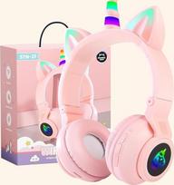 OHAANYY Wireless Headphones for Children, Headphones Bluetooth Unicorn Foldable, Girls with Cable and Microphone Headphones Children with LED Light Stereo Headphones for Mobile Phone/Tablet/PC (Pink)