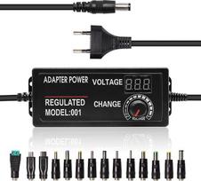 PNGOS Universal Power Supply 3V-24V 3A Adjustable Power Adapter AC/DC Universal Charger with LED Voltage Display and 14 Pieces Adapter Plug for 3V-24V Household Appliances LED Lighting DC Motor DVD