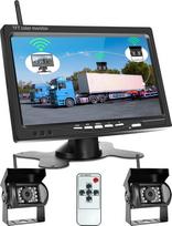 Podofo Kabellos Rückfahrkamera, Funk Einparkhilfe mit 7" LCD-Monitor 18 IR LEDs Nachtsicht Wasserdicht IP67 Drahtlos AutoKamera für Anhänger,Bus,LKW,Pferdeanhänger,Schulbus