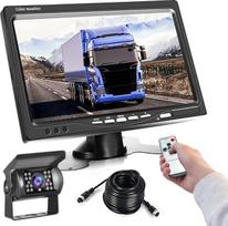 Podofo Rückfahrkamera Set mit 7" LCD Monitor, 4-poliges Luftfahrtkabel, Wasserdicht IP68, 18 IR-LED Nachtsicht-Rückfahrkamera,17,8 cm Bildschirm Rückfahrkamera für Wohnmobil/Bus/Anhänger/LKW