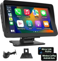 Podofo Wireless Carplay Android Car Radio Portable with 7 Inch HD Touchscreen Car Stereo Radio with Bluetooth, FM Transmission, Airplay, Mirror Link