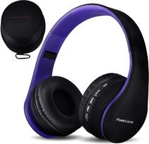 PowerLocus Bluetooth Headphones Over Ear, Wireless Headphones, HiFi Stereo, Foldable Headphones with Microphone, Soft Ear Pads, Micro SD/TF, FM Radio for iPhone/Android/Tablet/Laptop (Black/Purple)