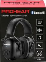 PROHEAR 037 "Bluetooth 5.0" klausos apsaugos ausinės su įmontuotu mikrofonu ir triukšmo mažinimo funkcija darbui ir malonumui, SNR 30 dB - juodos spalvos