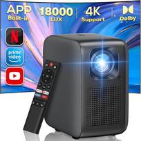 Projector Integrated Netflix/YouTube/Prime Video: Full HD 1080P 18000 Lumens, iZEEKER 4K Projector WiFi Bluetooth Fully Sealed, Electric Focus 4D/4P Keystone Compatible with Android/PC/USB