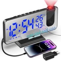 Projekcinis žadintuvas Radijo žadintuvas su USB jungtimi Skaitmeninis žadintuvas su projekcija Dvigubas žadintuvas 12/24H LED ekranas 180° projektorius 4 projekcijų ryškumas, skirtas miegamajam ir biurui