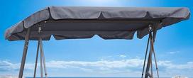 QUICK STAR Holivudo sūpynių stogo danga 210 x 145 cm Pilka vandeniui atspari universali keičiamoji stogo danga Sodo sūpynės 3 sėdimos vietos UV 50 Sūpynių stogo keičiamoji danga