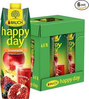 Rauch Happy Day Granatai | Išskirtinio skonio | Derinys su obuoliais, šeivamedžio uogomis ir aronijos uogomis | 6 x 1 litro talpos Tetra Prism