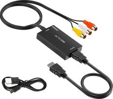 RCA ir HDMI keitiklis su HDMI kabeliu, AV ir HDMI keitiklis, RCA įvesties HDMI išvesties vaizdo ir garso adapteris, skirtas rodyti HDTV televizoriuose