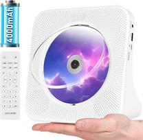 Rechargeable CD Player Portable Bluetooth CD Player with USB, AUX, FM Radio CD Player with Good Sound, Wireless CD Player White with Remote Control