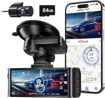 REDTIGER 4K prietaisų skydelio kamera automobilio priekinis galinis jutiklinis ekranas 3,18 colio nemokamas 64GB žemėlapis prietaisų skydelio kamera Automobilinė integruota WiFi GPS, UHD 2160P naktinis matymas, WDR, parkavimo monitorius (F7N Touch)