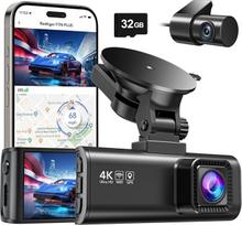 REDTIGER Dash Cam Automobilinė priekinė galinė 4K/2.5K su GPS WiFi, Dash Cam automobilinė kamera su 3,18 colių IPS ekranu, nemokama 32GB kortele, naktinis matymas, įrašymas kilpa, 170° plataus kampo WDR, palaiko 256GB Max